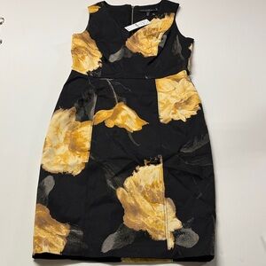 White House Black Market Black and Gold Floral Dress